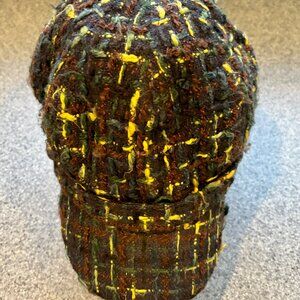 ~~Tweed Twill News Boy Cabbie M Hat Cap Multi-Color Vintage Lining...good vintag